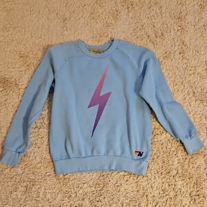 Aviator Nation Blue Sweatshirt with Purple Lightning Bolt